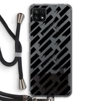 Zwarte vegen: Samsung Galaxy A22 5G Transparant Hoesje met koord