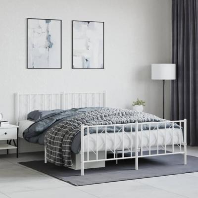 Bedframe met hoofd- en voeteneinde metaal wit 150x200 cm