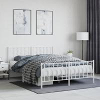 Bedframe met hoofd- en voeteneinde metaal wit 150x200 cm