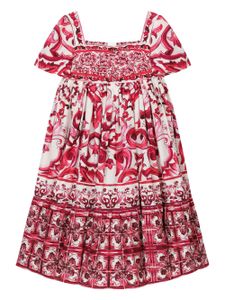 Dolce & Gabbana Kids robe en coton à imprimé Majolica - Rouge