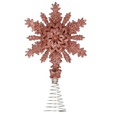 Kunststof kerstboom sneeuwvlok piek glitter donker roze/rose 20 cm