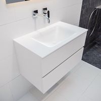 MONDIAZ VICA Badkamermeubelset - 80cm - 2 lades - wasbak Cloud midden - 0 kraangaten - solid surface talc PC75341056