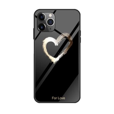 Voor iPhone 11 Pro Max kleurrijke geschilderde glazen kast (zwarte liefde)