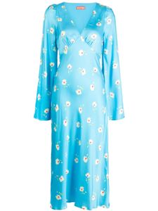 Kitri robe mi-longue Libby à fleurs - Bleu