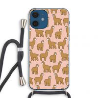 Alpacas: iPhone 12 mini Transparant Hoesje met koord