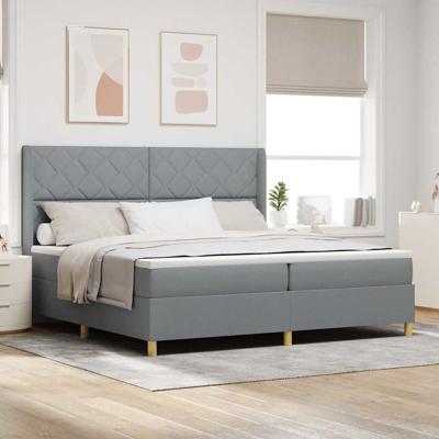 Boxspringbed met matras stof lichtgrijs 200x200 cm