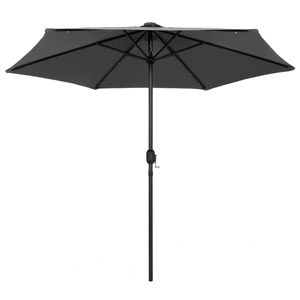 The Living Store Parasol - Antraciet - 270 x 236 cm - UV-beschermend polyester - Aluminium paal - 18 LED-lichtjes -