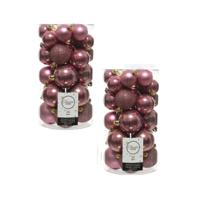 Decoris kerstballen - 60x st - oudroze - 4-5-6 cm - kunststof - kerstversiering