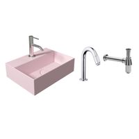 Salenzi Fonteinset Spy Mat Roze 40x30 cm Chroom (Keuze uit 20 kranen)