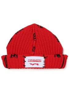 Charles Jeffrey Loverboy bonnet en maille épaisse à patch logo - Rouge