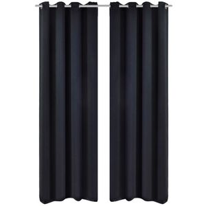 VidaXL Gordijnen met metalen ringen verduisterend 135x175 cm zwart 2 st