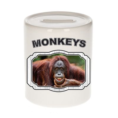 Dieren gekke orangoetan spaarpot - monkeys/ apen spaarpotten kinderen 9 cm