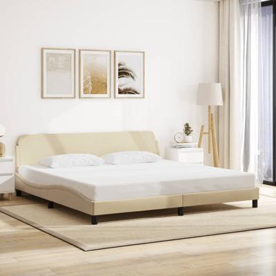 Bedframe zonder matras stof crmekleurig 200x200 cm