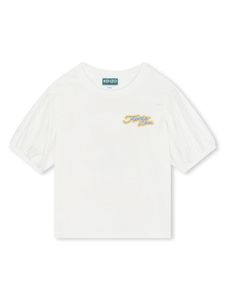 Kenzo Kids t-shirt en coton à logo imprimé - Blanc