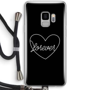 Forever heart black: Samsung Galaxy S9 Transparant Hoesje met koord