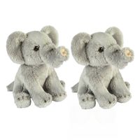 Set van 2x stuks pluche grijze olifant knuffel 15 cm speelgoed - Knuffeldier - thumbnail
