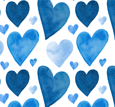 Abstract behang licht blauwe hartjes