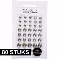 Hobby/knutsel kristal plaksteentjes - 80x stuks - zilver - strass steentjes - Plak juwelen