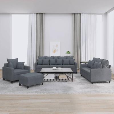 4-delige Loungeset met kussens fluweel donkergrijs