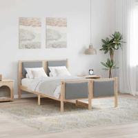 Bedframe met hoofdeinde Lichtgrijs 120 x 190 cm Stof Bedframe met hoofdeinde Lichtgrijs 120 x 190 cm Stof