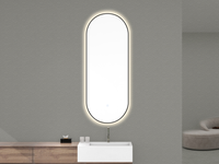 Wiesbaden Nomi ovale spiegel met lijst, dimbare LED-verlichting en spiegelverwarming 50 x 100 cm, mat zwart