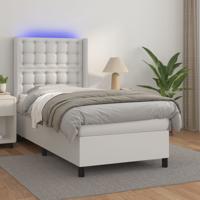 Boxspring met matras en LED kunstleer wit 90x200 cm
