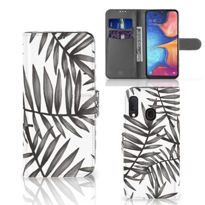 Samsung Galaxy A20e Hoesje Leaves Grey