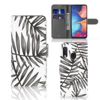 Samsung Galaxy A20e Hoesje Leaves Grey