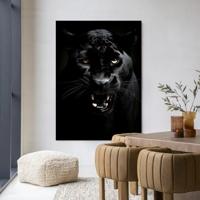 Urban Cotton Wandkleed 'Rawr Panther' 80 x 110cm in Frame - black