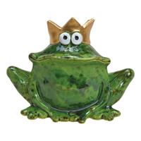 Tuinbeeldje Kikker - groen - pad - dierenbeeldje - Kikkerkoning - 17 x 13 x 10 cm