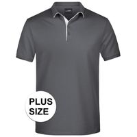 Grote maten polo shirt Golf Pro premium grijs/wit voor heren  3XL  -