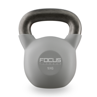 Kettlebell - Focus Fitness Vinyl - 18 kg - Grijs - thumbnail