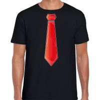 Verkleed t-shirt voor heren - stropdas rood - zwart - carnaval - foute party - verkleedshirt Verkleed t-shirt voor heren - stropdas rood - zwart - carnaval - foute party - verkleedshirt
