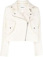 Goen.J veste de moto en tweed à coup crop - Blanc