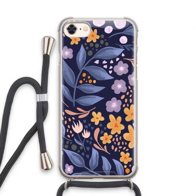 Flowers with blue leaves: iPhone 7 Transparant Hoesje met koord