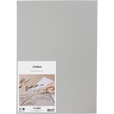 Creativ Company Linoleum, afm 30x40 cm, dikte 3 mm, grijs, 1 stuk/ 1 doos