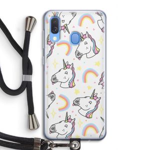 Rainbow Unicorn: Samsung Galaxy A40 Transparant Hoesje met koord