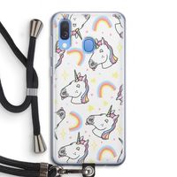Rainbow Unicorn: Samsung Galaxy A40 Transparant Hoesje met koord