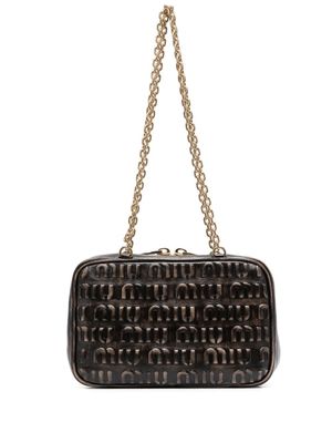 Miu Miu sac porté épaule en cuir à logo embossé - Marron