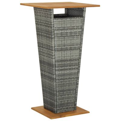 VidaXL Bartafel 60x60x110 cm poly rattan en massief acaciahout grijs