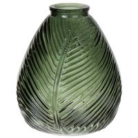 Bloemenvaas - groen - transparant glas - D14 x H16 cm - thumbnail