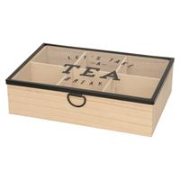 Houten theedoos bruin Tea break 6-vaks 25 cm - thumbnail