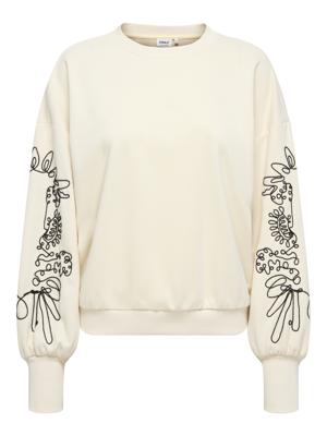 Only Onlbrooke L/s O-neck Detail Swt Noos Sweater Birch Black Magnolia