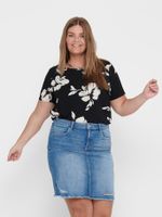 ONLY CARMAKOMA top met korte mouw en bloemenprint CARVICA zwart/wit/rood - thumbnail