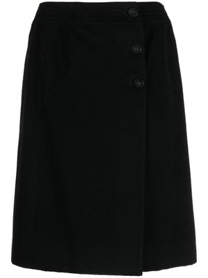CHANEL Pre-Owned jupe portefeuille évasée en cachemire (2001) - Noir