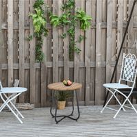 Outsunny tuintafel ronde tafel elegant tuinmeubilair stabiel stelpoten decoratie tuinterras woonkamer stalen vloer bruin Ã˜49 x 48 h cm - thumbnail