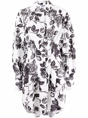 MSGM robe-chemise à fleurs - Blanc