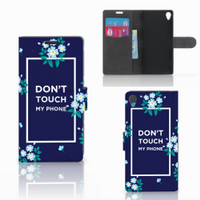 Sony Xperia Z3 Portemonnee Hoesje Flowers Blue DTMP - thumbnail