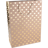 Tas | Love | Papier | 30x 12x42cm | draagtas | bruin/goud | 40 stuks