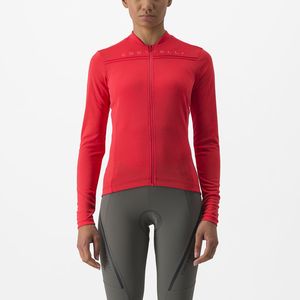 Castelli Anima 4 fietsshirt lange mouw rood dames S